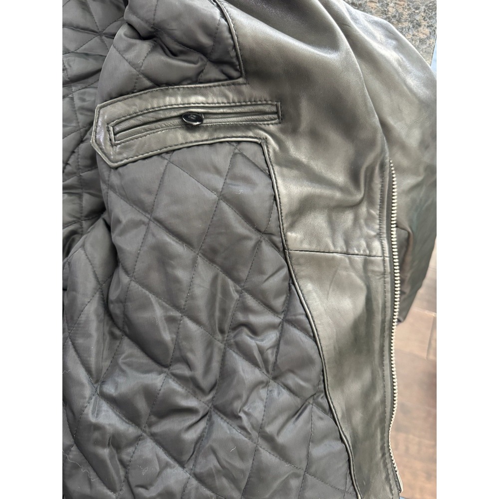 BLK DNM Black Vintage Distressed Perfecto Moto Leather Jacket. Glass Beads Med - Picture 6 of 15